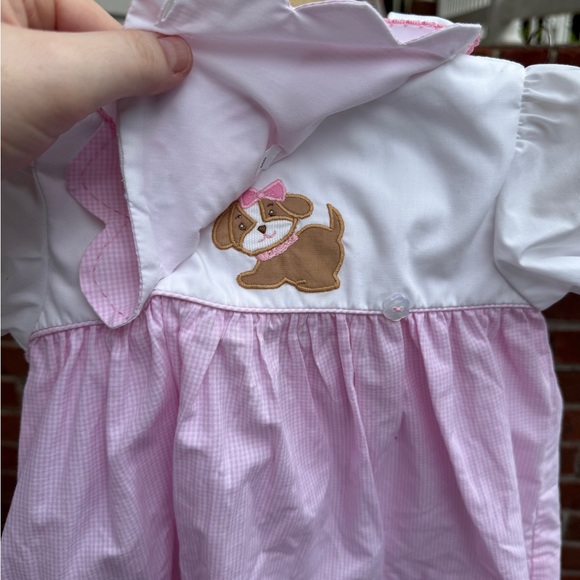 Petit Ami Pink Dress with Removeable Easter Bunny Bib Dog Size 6 Months Baby - Picture 3 of 5